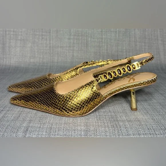 Sam Edelman Baker Slingback Heels Gold Size 9.5 - Picture 4 of 7